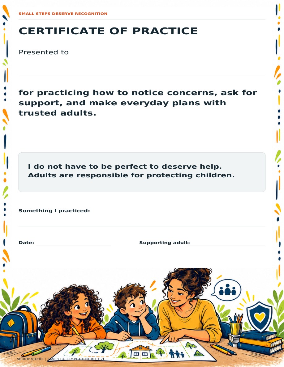 Printable certificate of practice